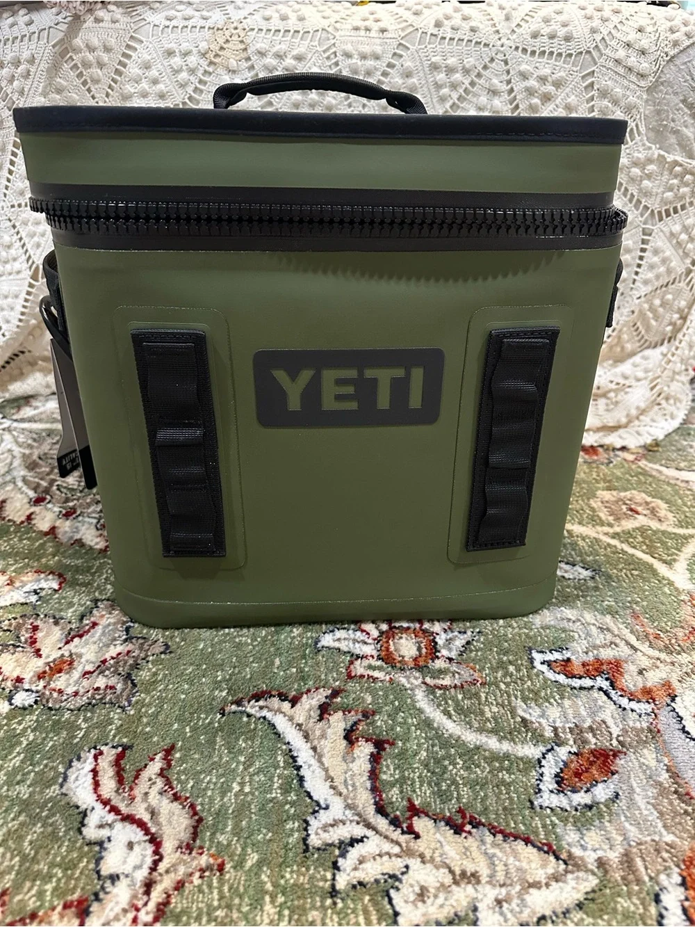 yeti olive/black hopper flip 12 soft cooler
